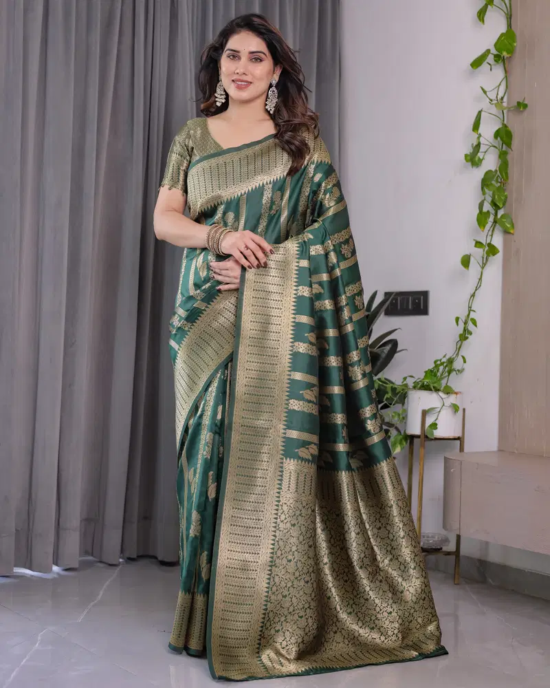 Sh Jcq 07 Soft Lichi Silk Zari Worked Saree Collection