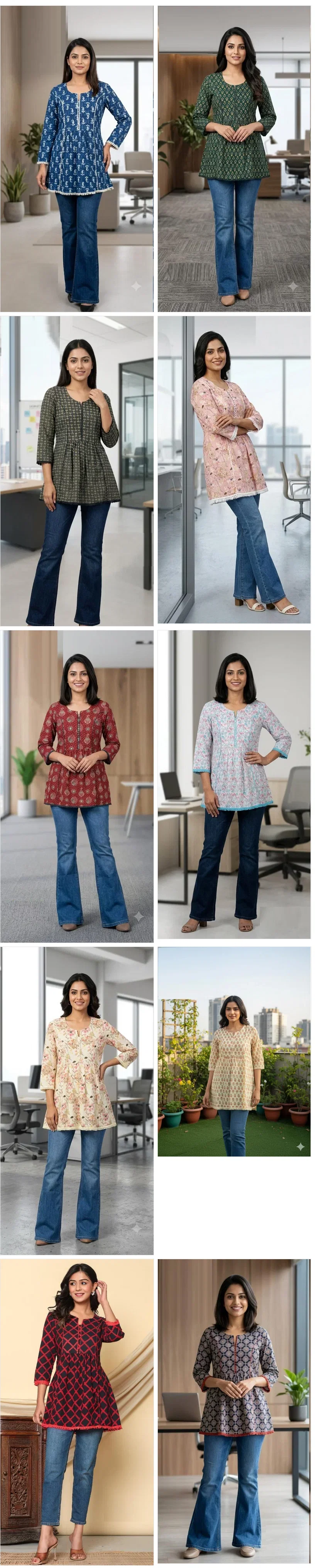 Naisha K 1034 Cotton Printed Short Top Collection