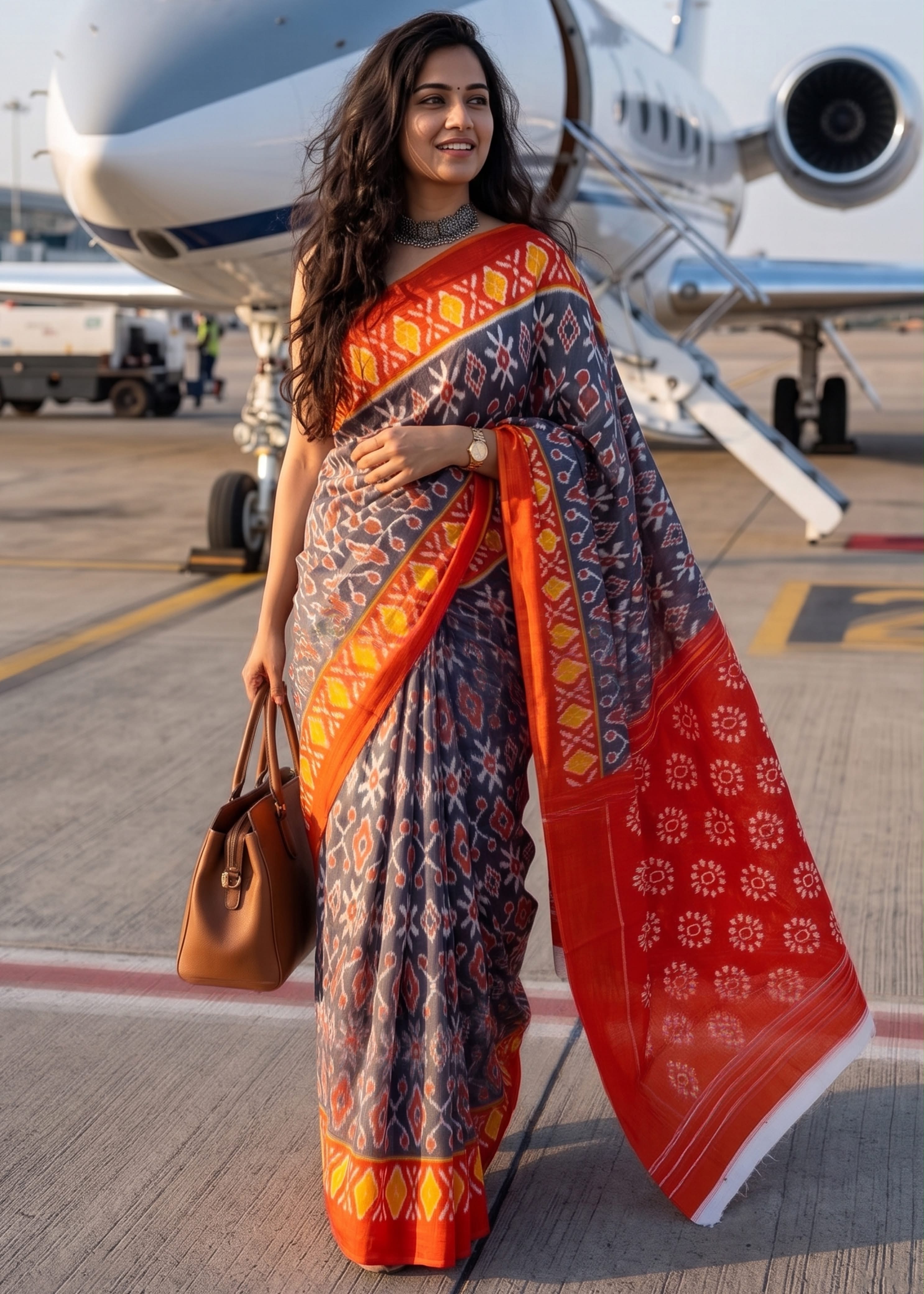 Sm Yami 133 Pure Cotton Ikkat Printed Saree