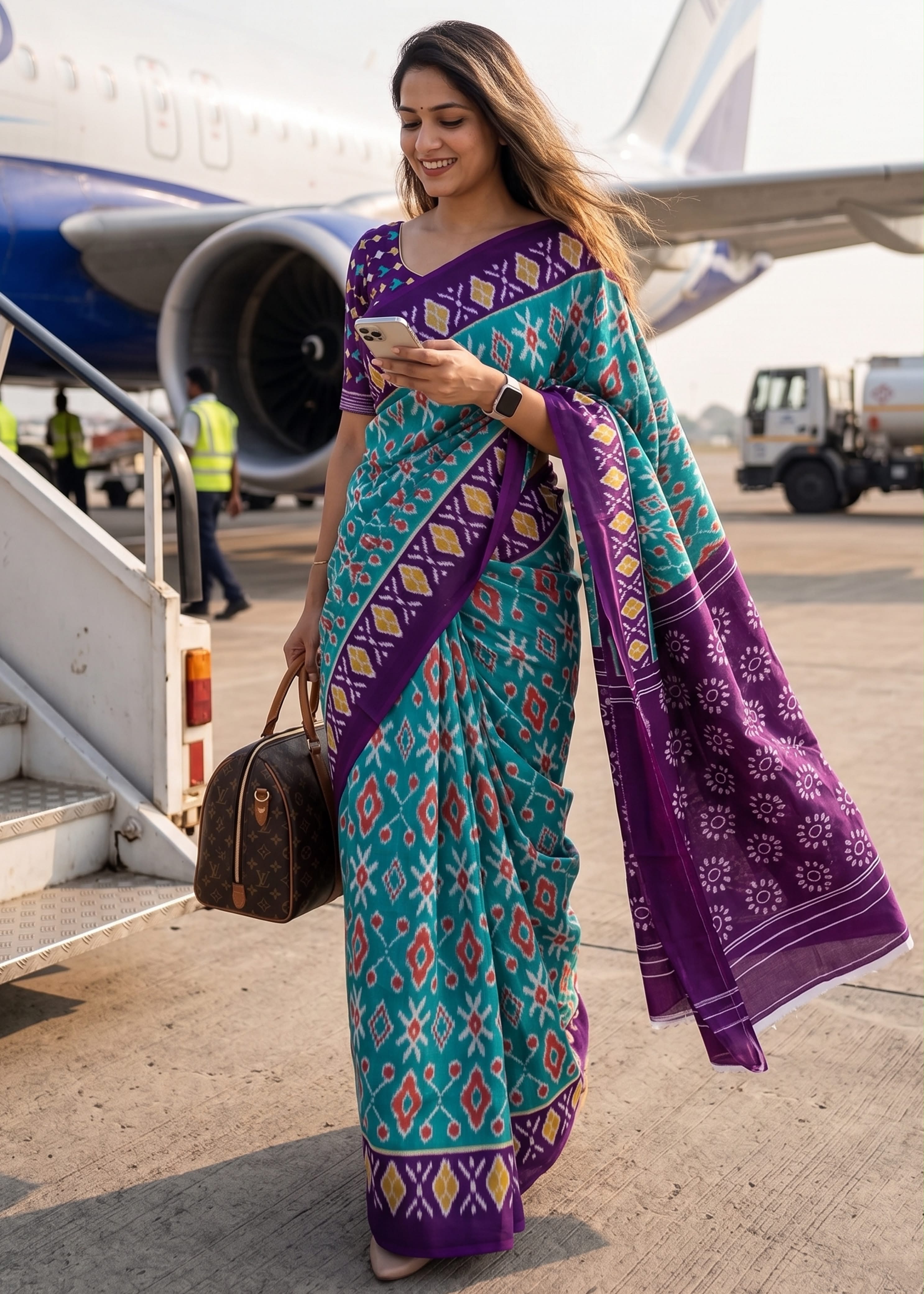 Sm Yami 133 Pure Cotton Ikkat Printed Saree