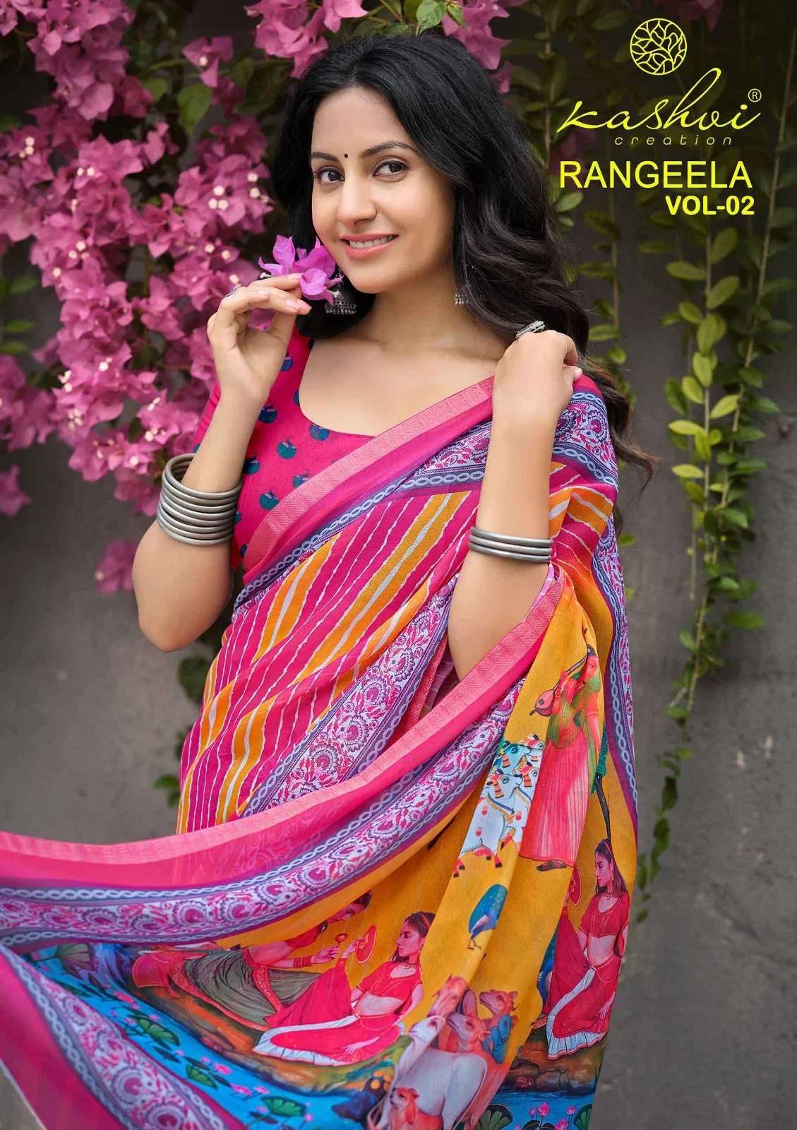Kashvi Rangeela Vol 2 Dull Moss Printed Saree