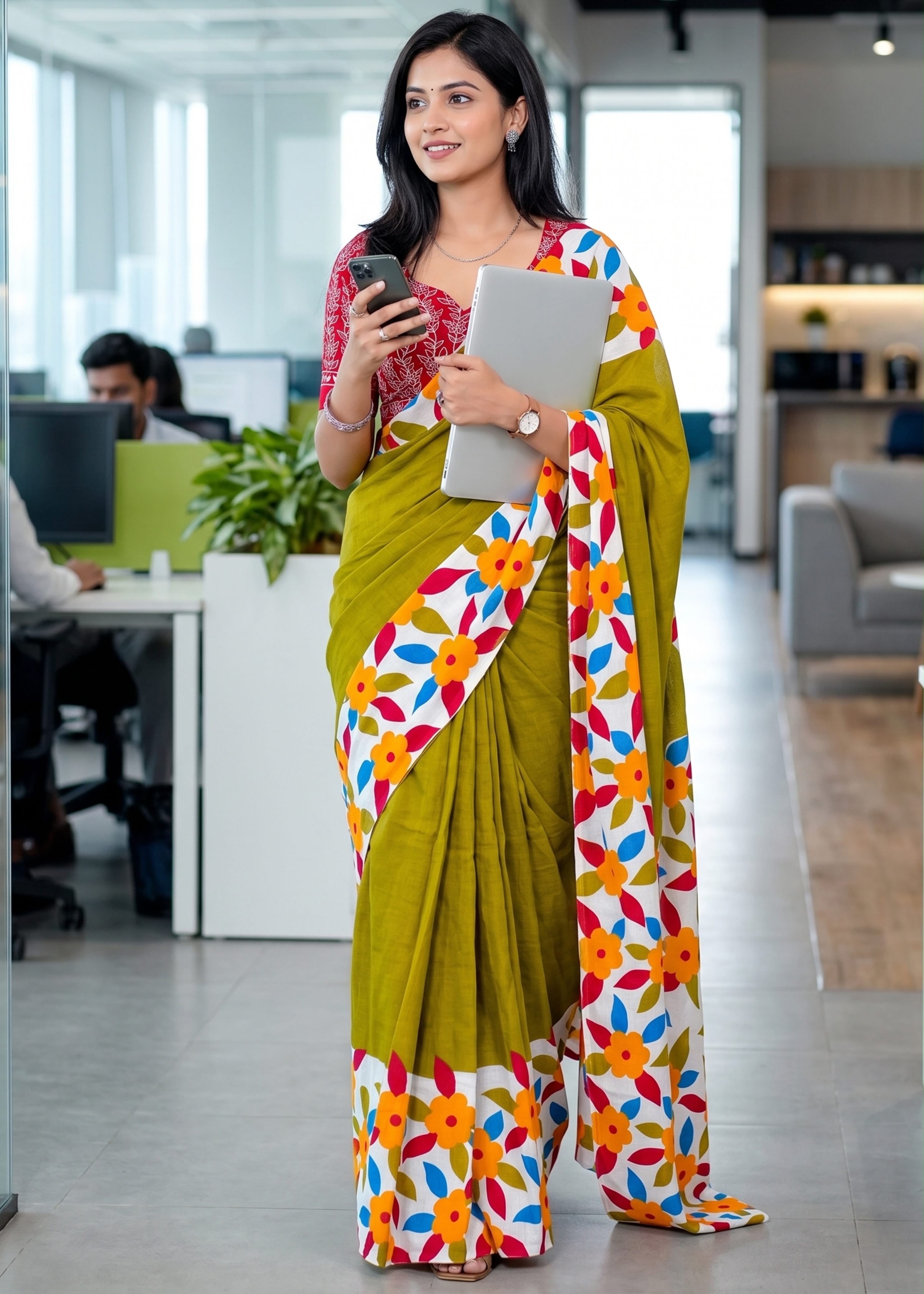 SM Yami 135 Mal Cotton Floral Printed Saree