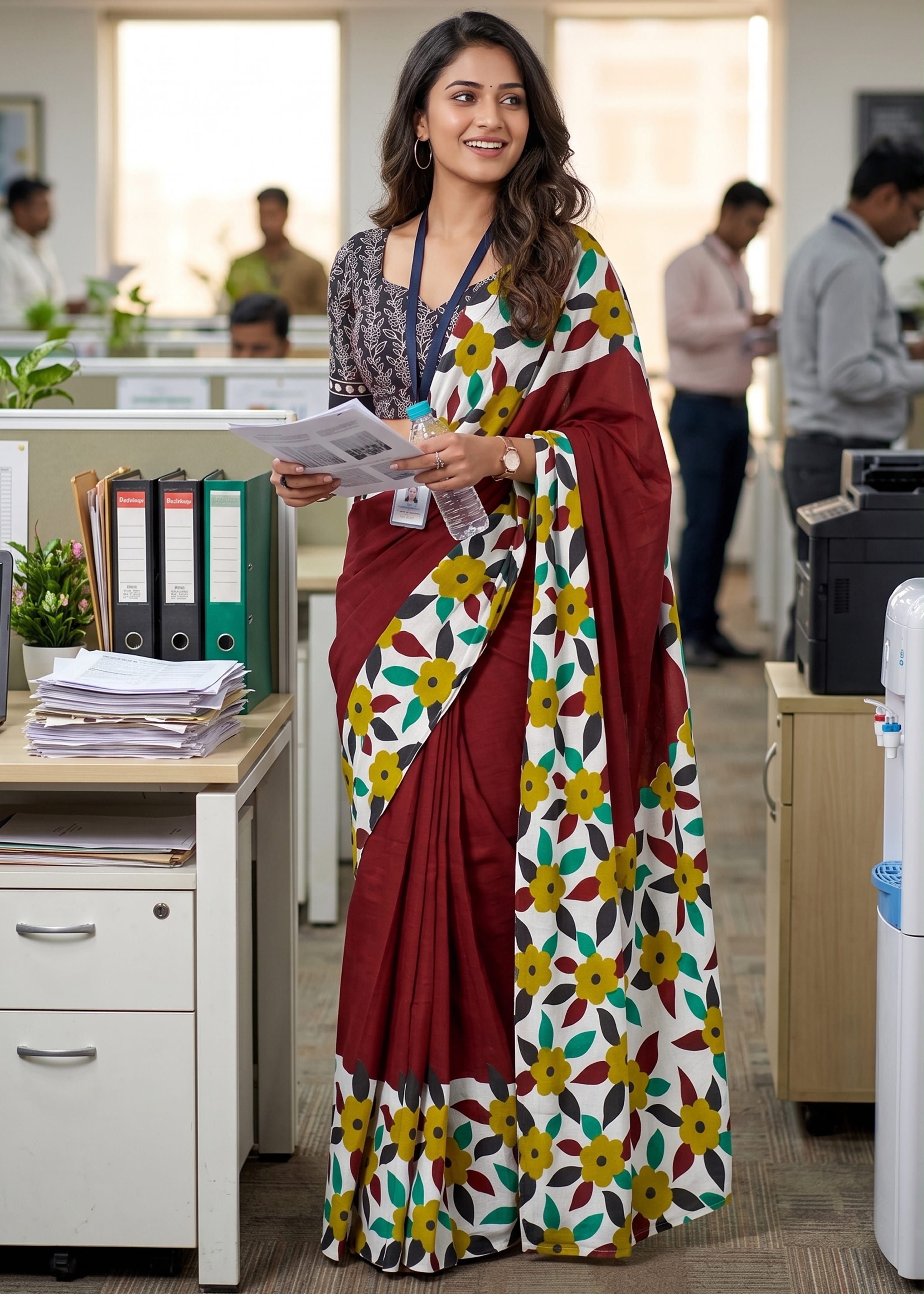SM Yami 135 Mal Cotton Floral Printed Saree
