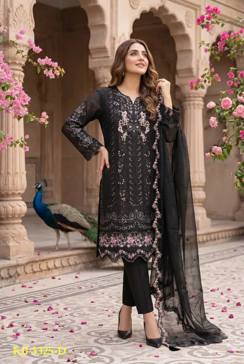 Kb 3325 Super Hit Chiffon With Handworked Pakistani Salwar Suit