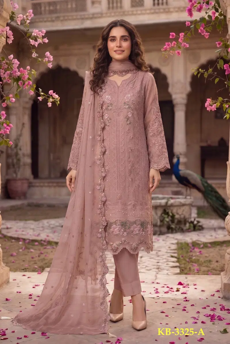 Kb 3325 Super Hit Chiffon With Handworked Pakistani Salwar Suit