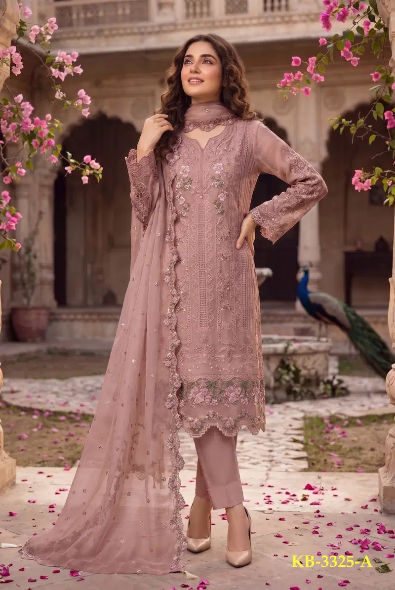 Kb 3325 Super Hit Chiffon With Handworked Pakistani Salwar Suit