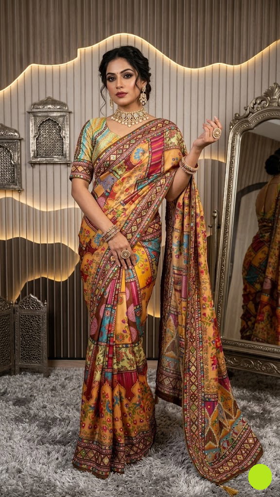 St D No 132 Chinon Silk Designer Handworked Saree Collection