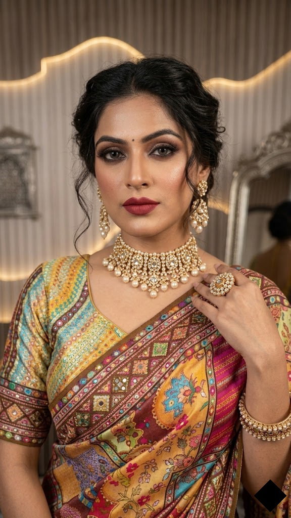 St D No 132 Chinon Silk Designer Handworked Saree Collection
