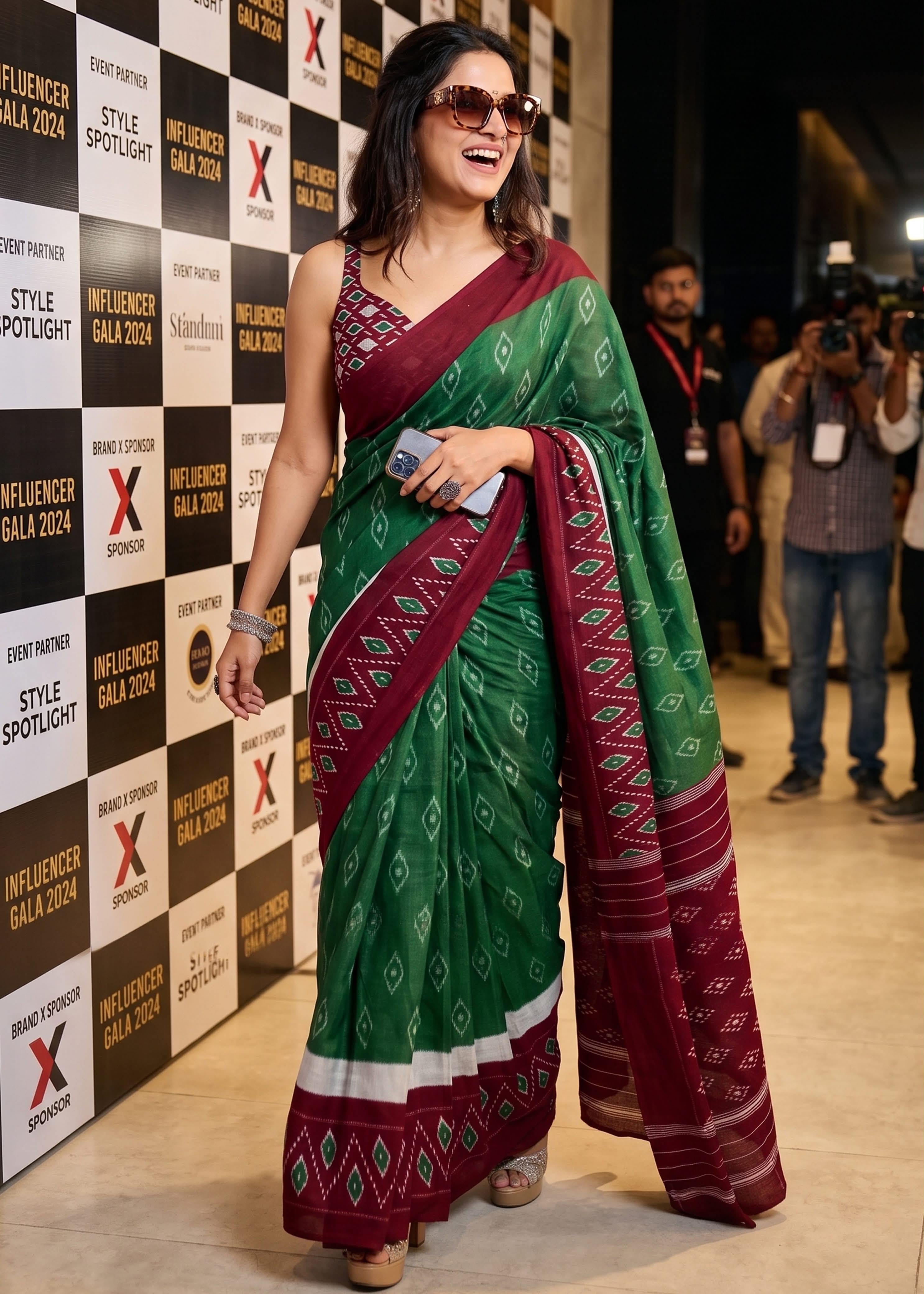 Sm Yami 137 Mal Cotton Ikkat Pochampally Hand Printed Saree