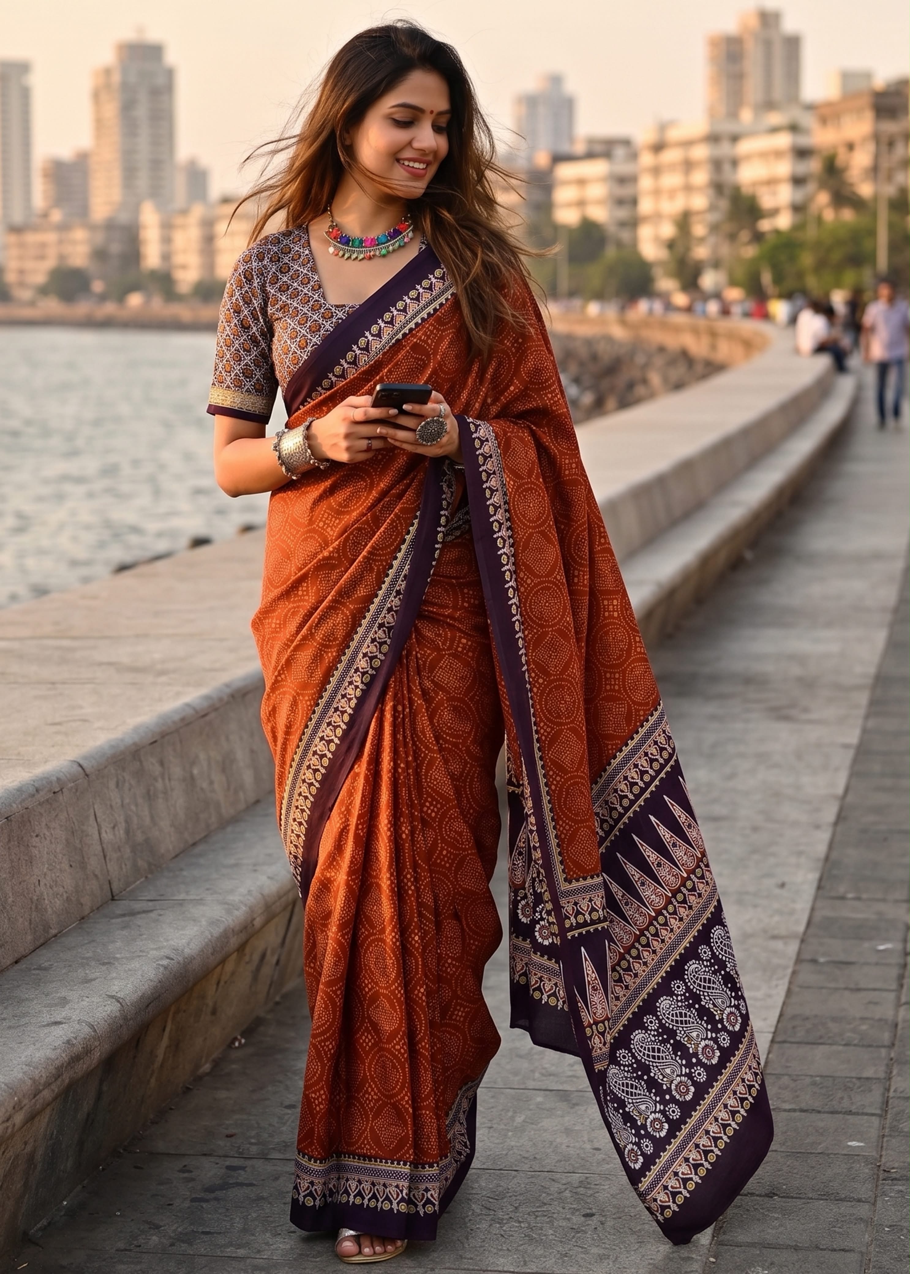 Sm Yami 139 Mal Cotton Bandhani Printed Saree