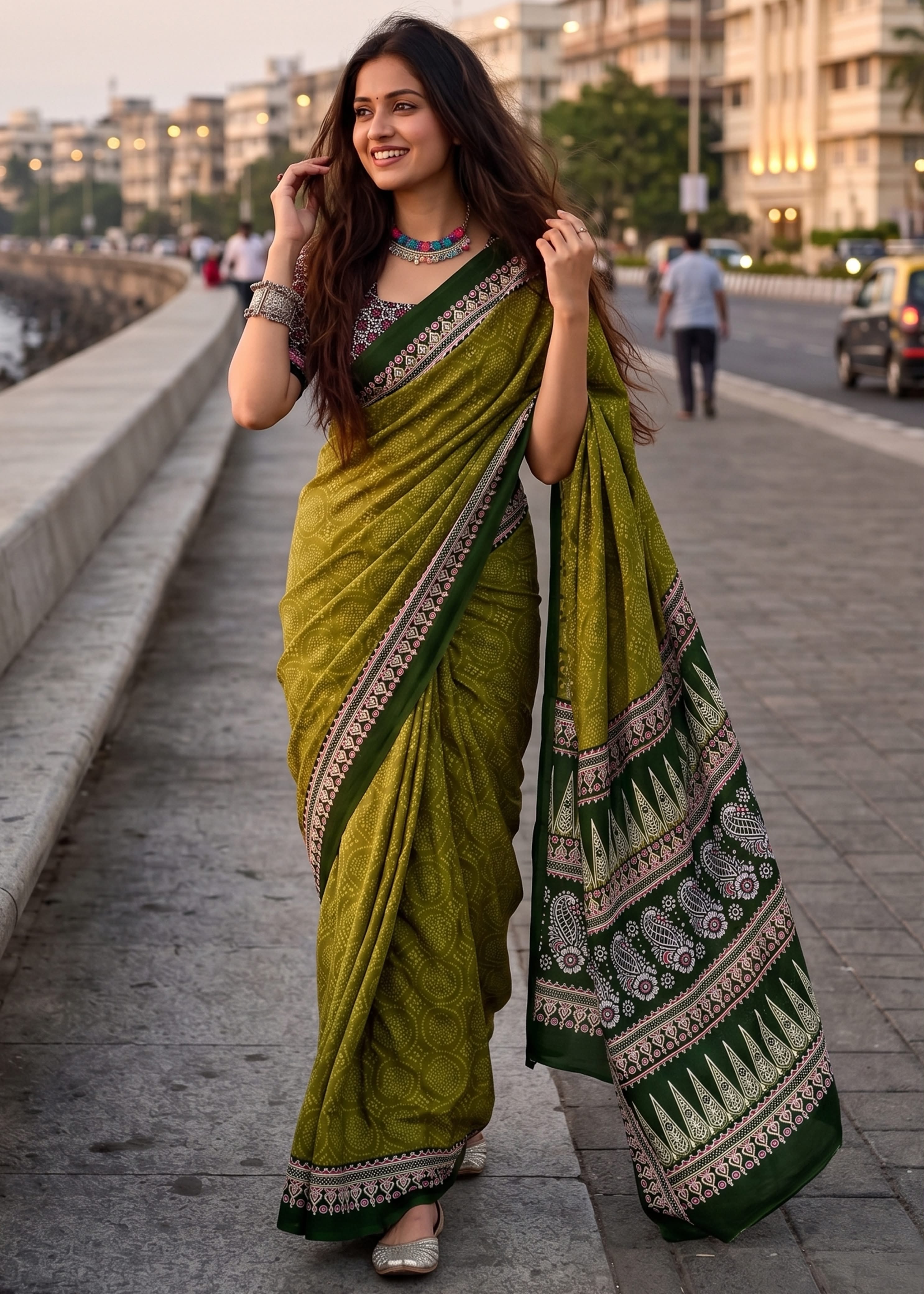 Sm Yami 139 Mal Cotton Bandhani Printed Saree