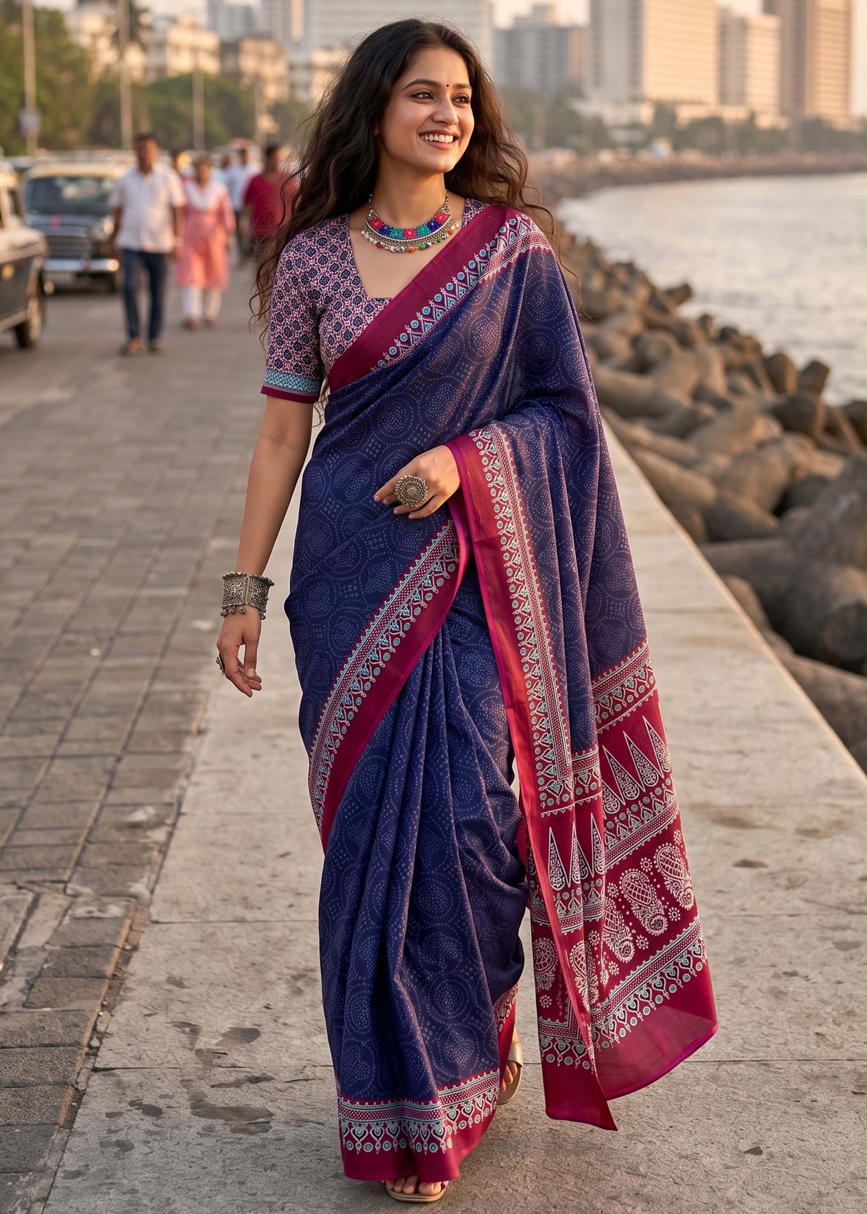 Sm Yami 139 Mal Cotton Bandhani Printed Saree
