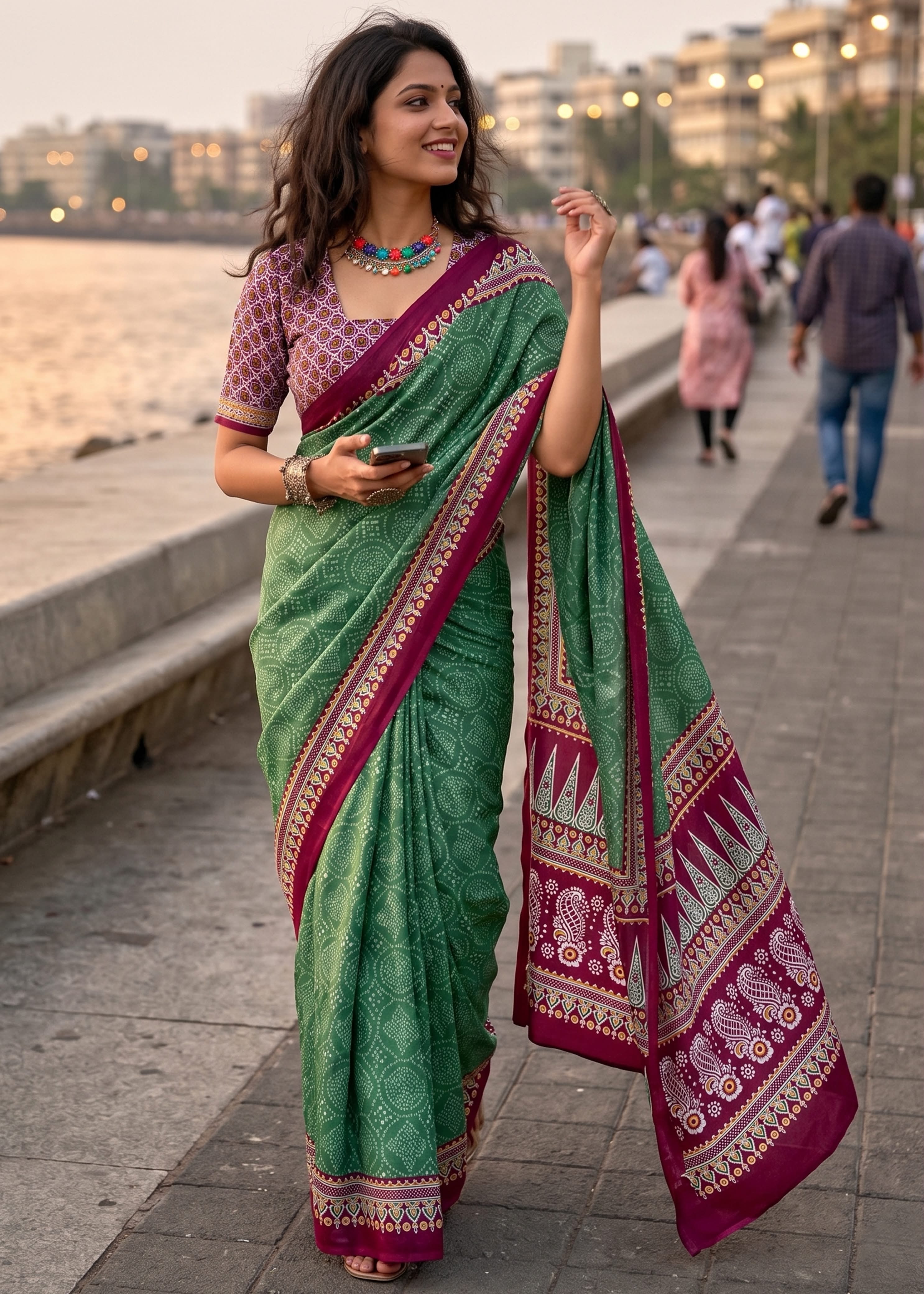 Sm Yami 139 Mal Cotton Bandhani Printed Saree