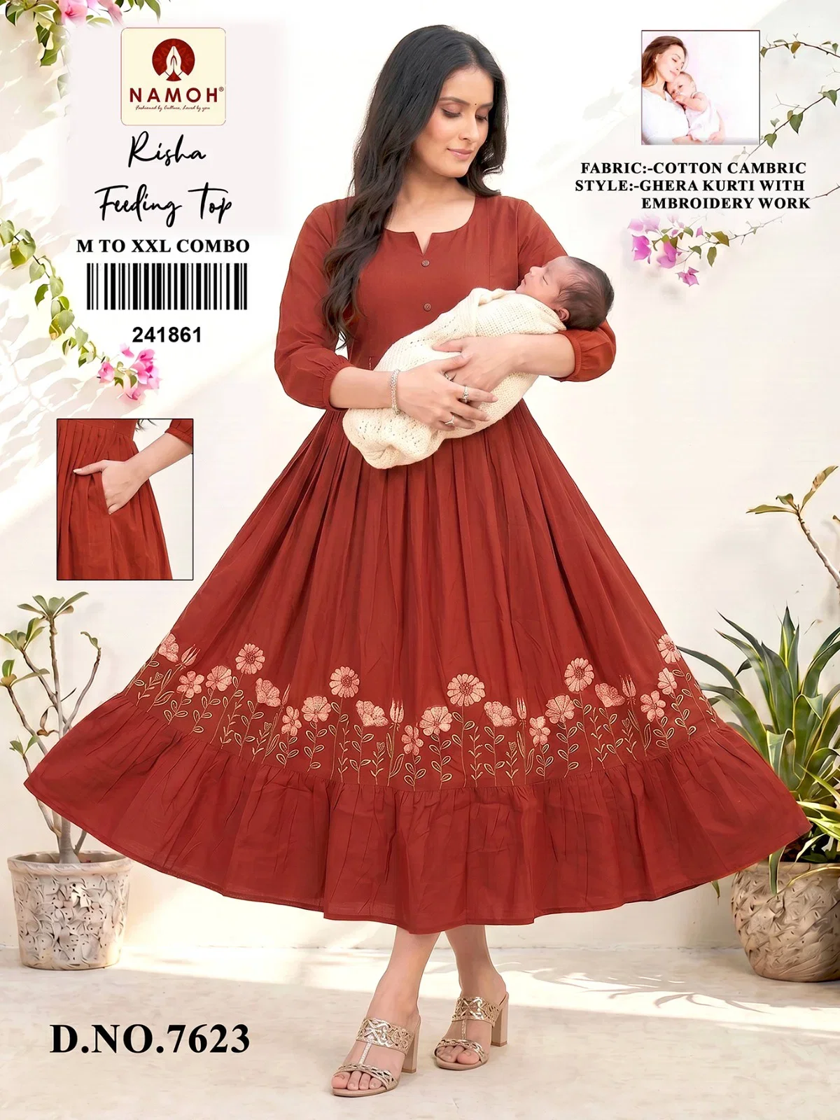 Namoh Risha Cotton Cambric Feeding Kurti Collection