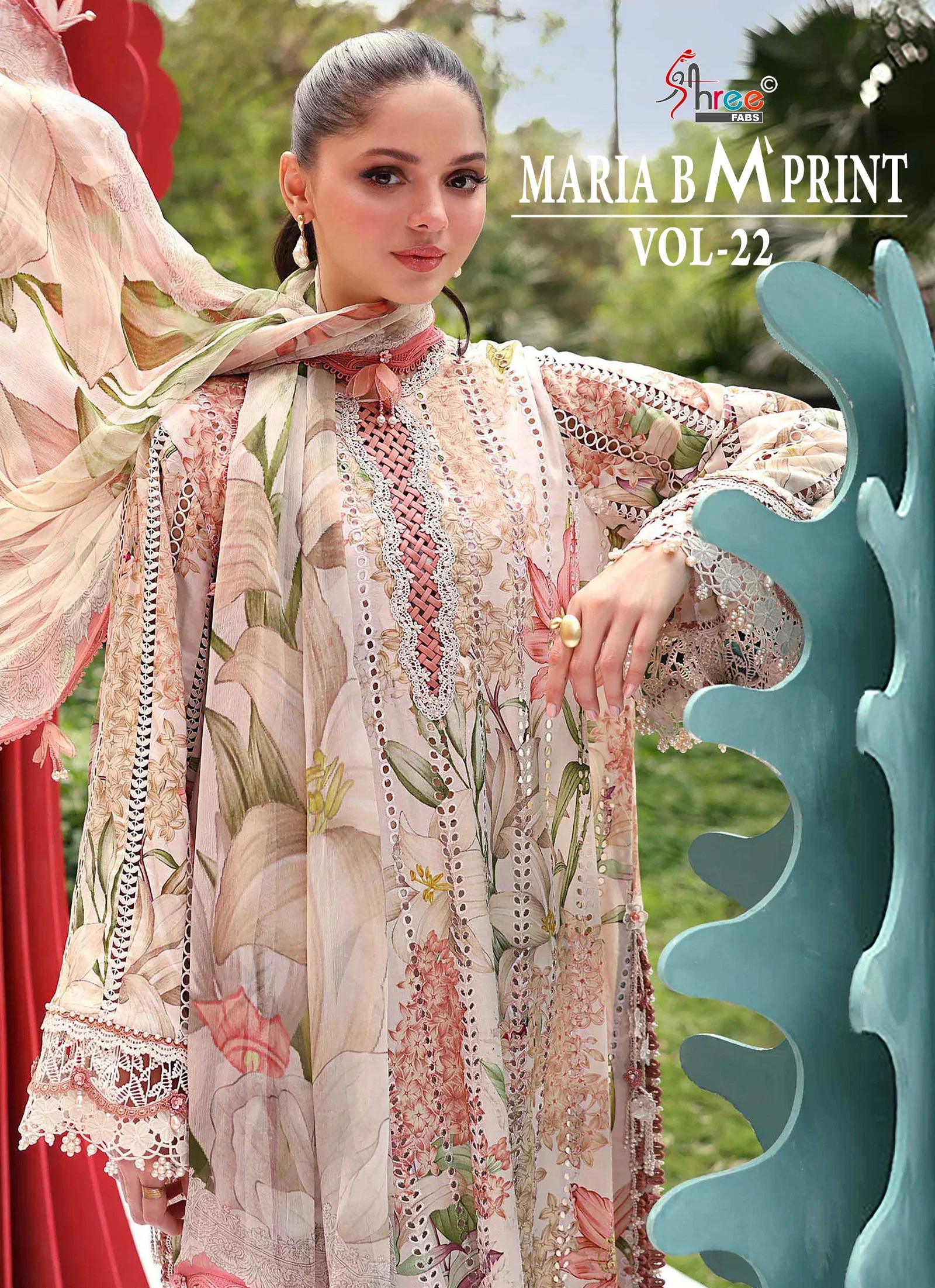 Shree Maria B M Print Vol 22 Chiffon Dupatta Salwar Suit Collection