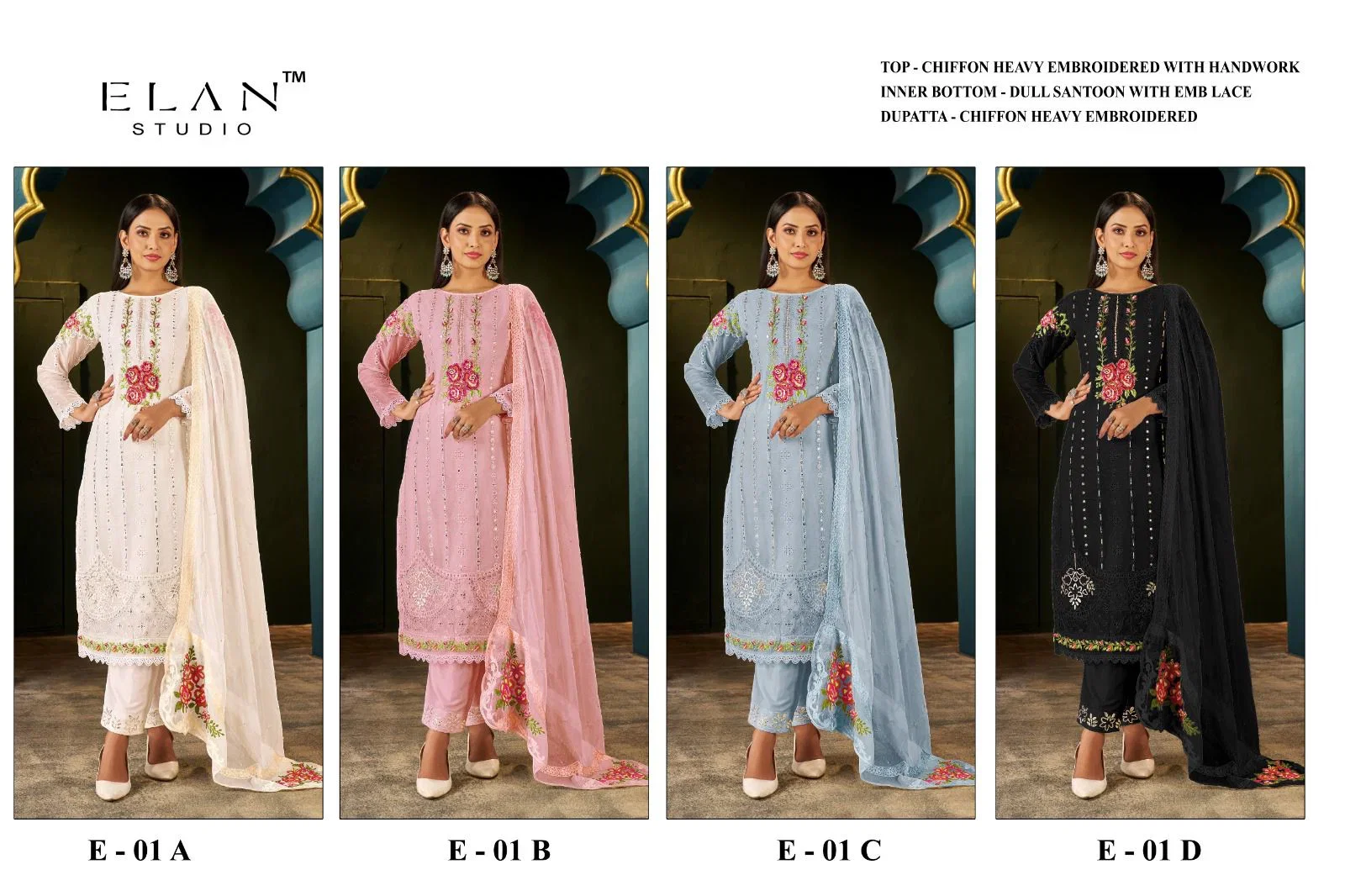 Elan E 01 Chiffon Embroidered Salwar Kameez