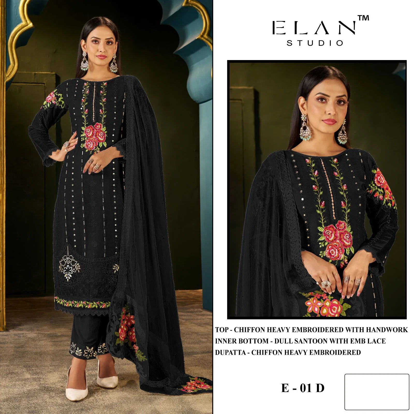 Elan E 01 Chiffon Embroidered Salwar Kameez