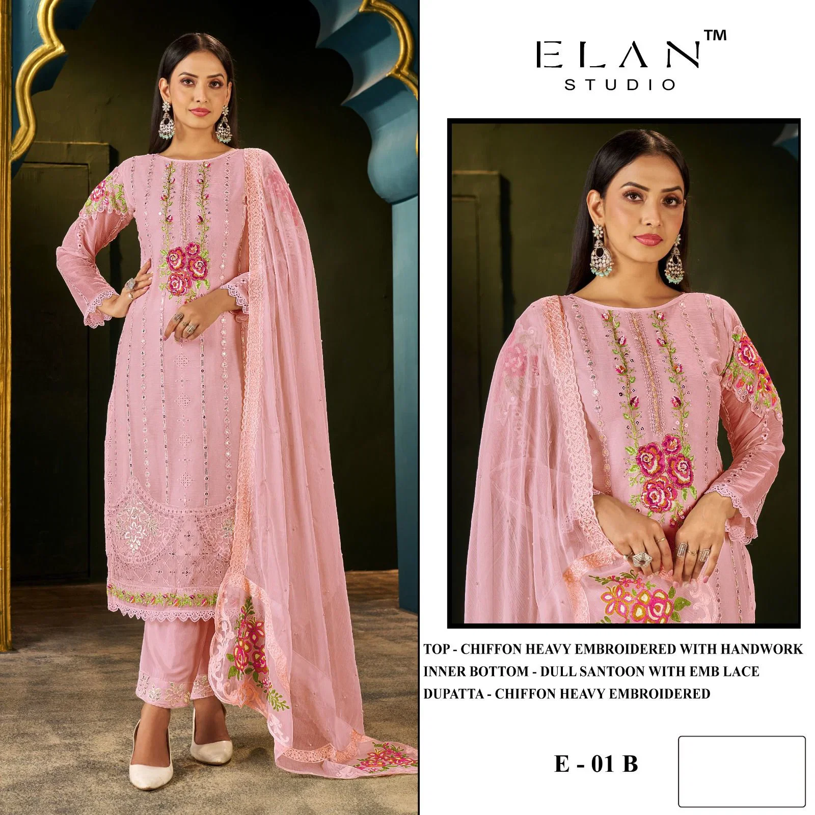 Elan E 01 Chiffon Embroidered Salwar Kameez