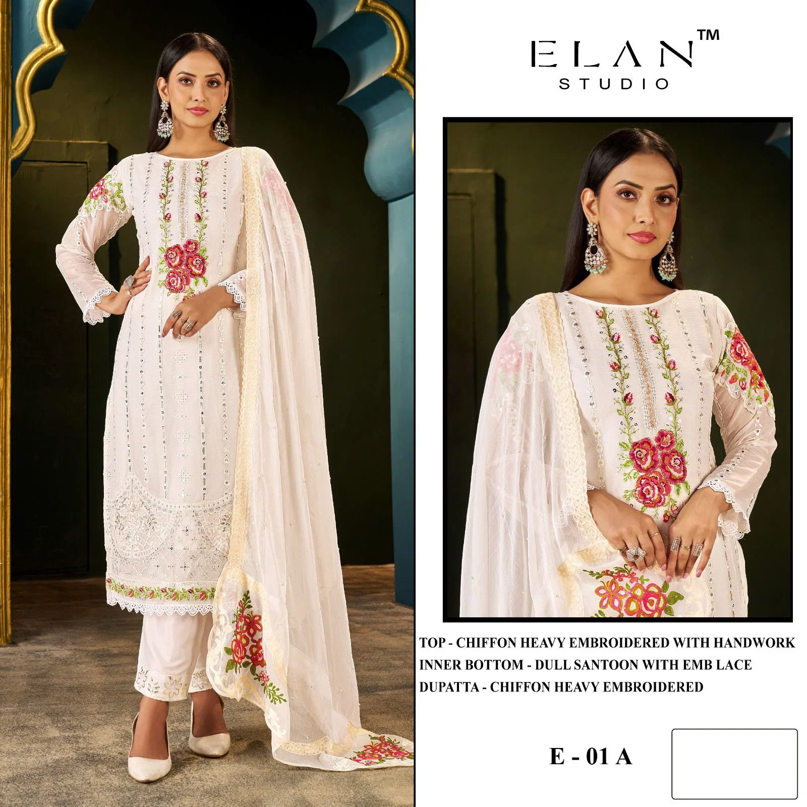 Elan E 01 Chiffon Embroidered Salwar Kameez