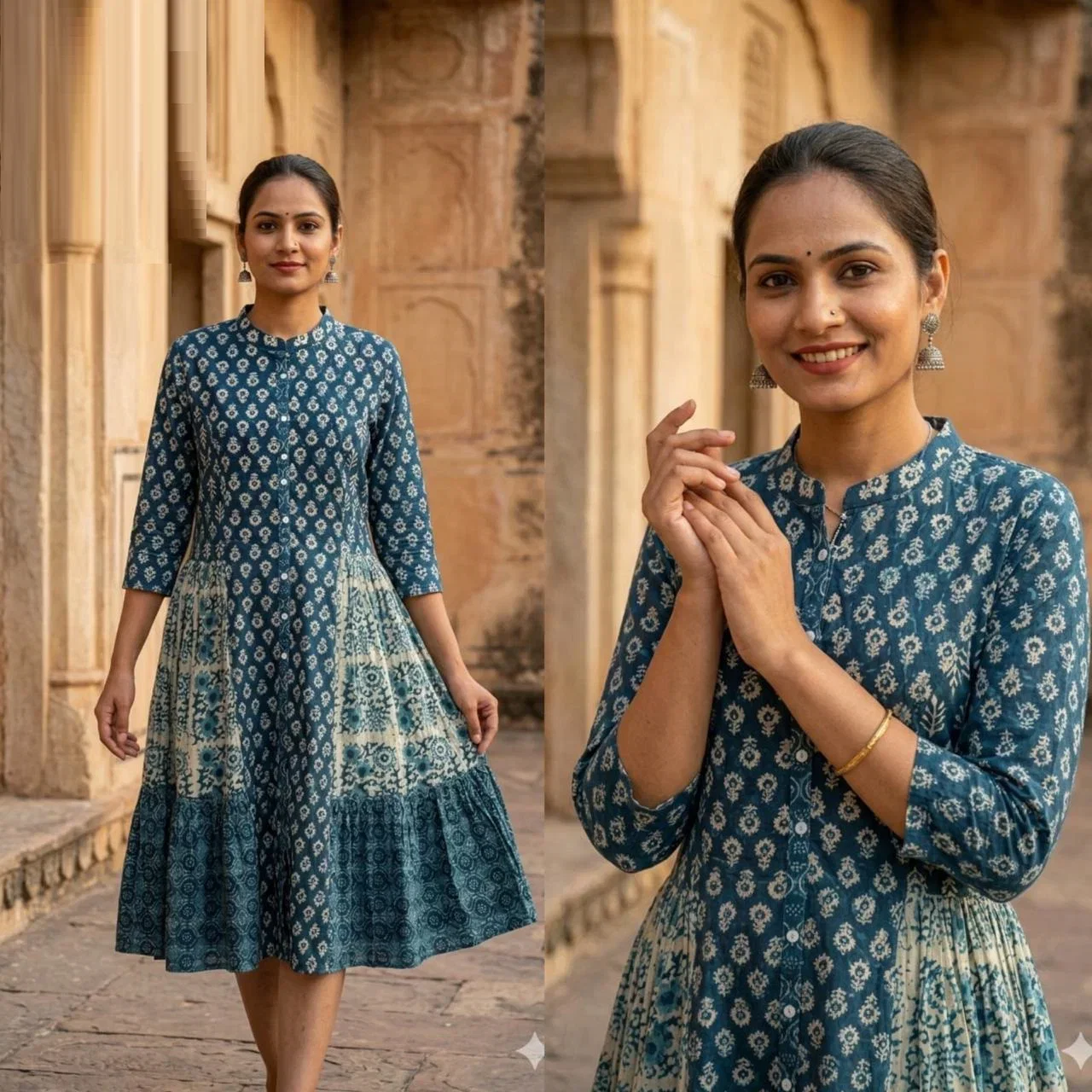 Naisha K 1036 Cotton Printed Aline Kurti