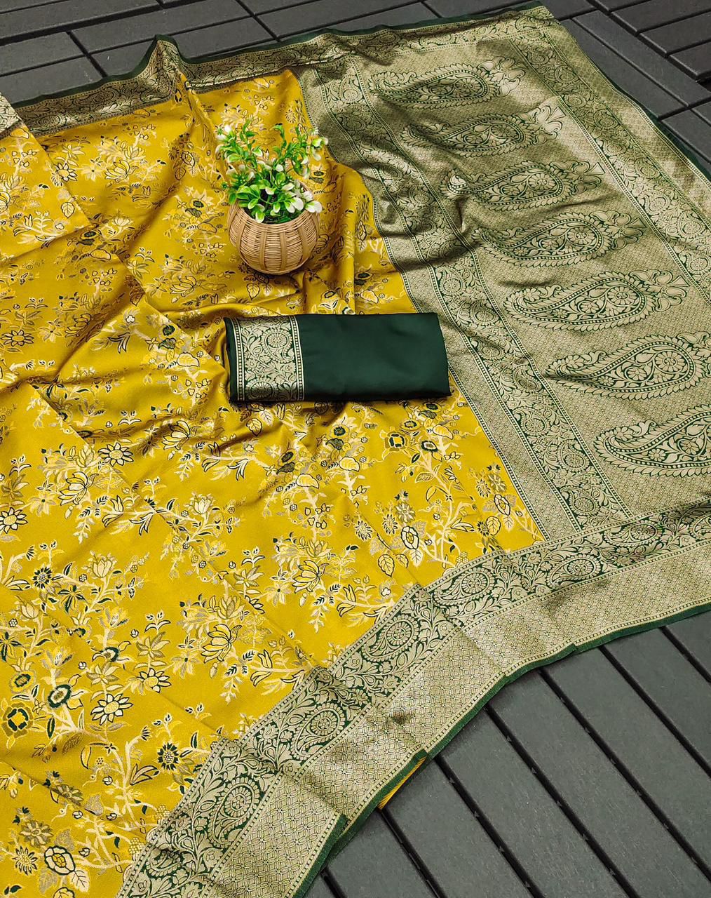 Soft Silk 6002 Lichi Silk Jacquard Work Saree Collection