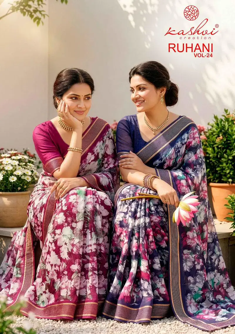 Kashvi Ruhani Vol 24 Dull Moss Zari Patta Saree Collection