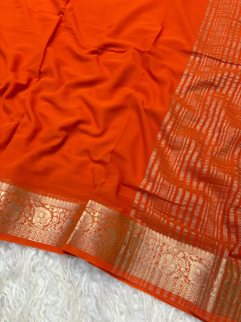 Kc 412 Pure Chiffon Jacquard Premium Saree Collection
