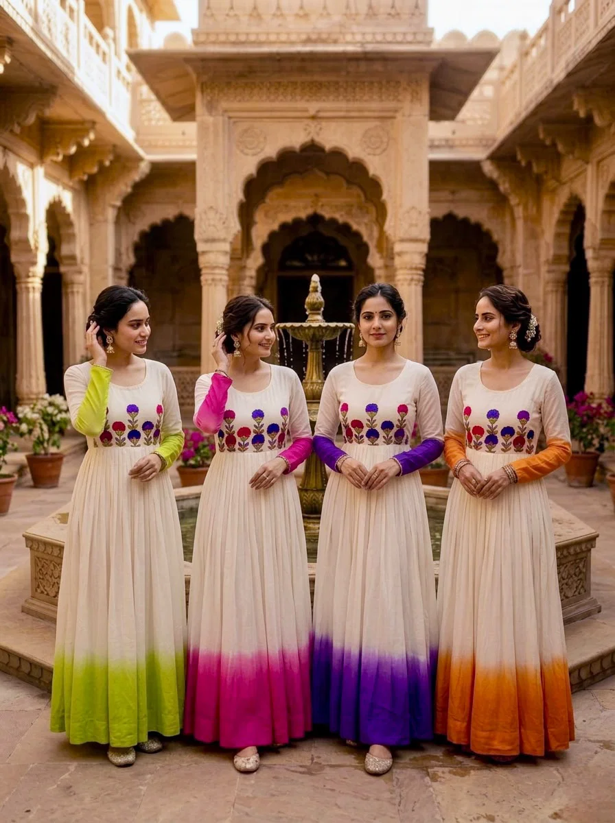 Lekha Ka 1263 Star Georgette Embroidery Woolen Thread Work Gown