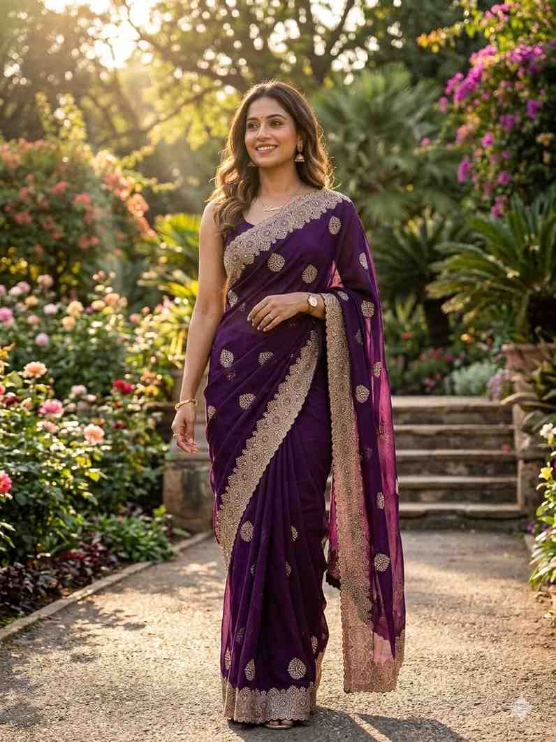 Kc 402 Vichitra Embroidered Premium Saree Collection