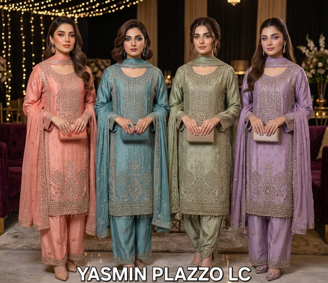 FM Yasmin Plazzo Vol 1 Chinon Readymade Top Plazzo And Dupatta