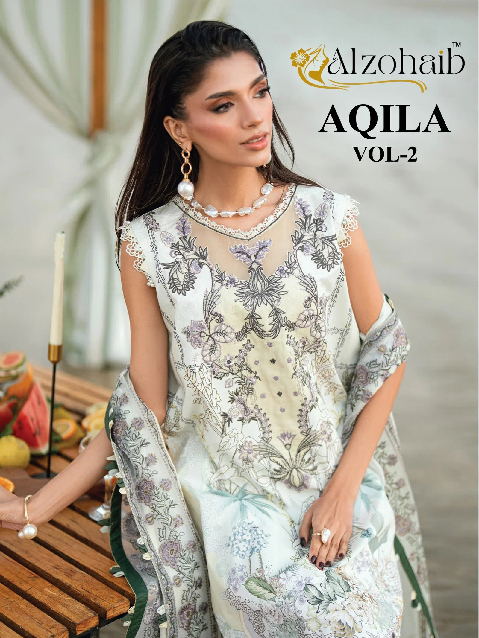 Alzohaib Aqila Vol 2 Cotton Dupatta Cotton Embroidered Salwar Kameez