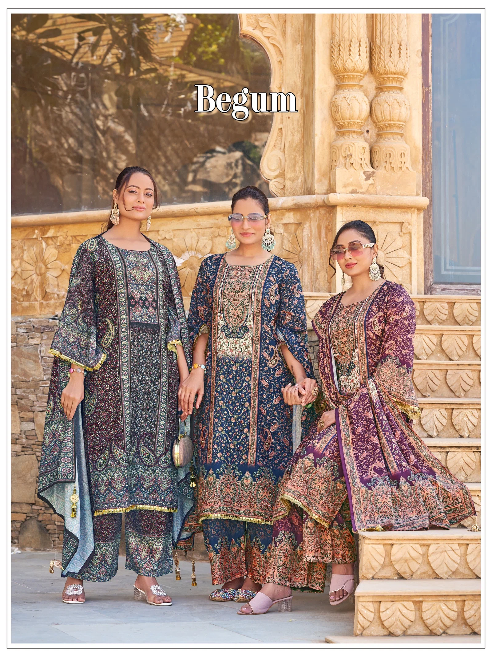 Banwery Begum Jam Satin Digital Printed Kurti With Bottom Dupatta