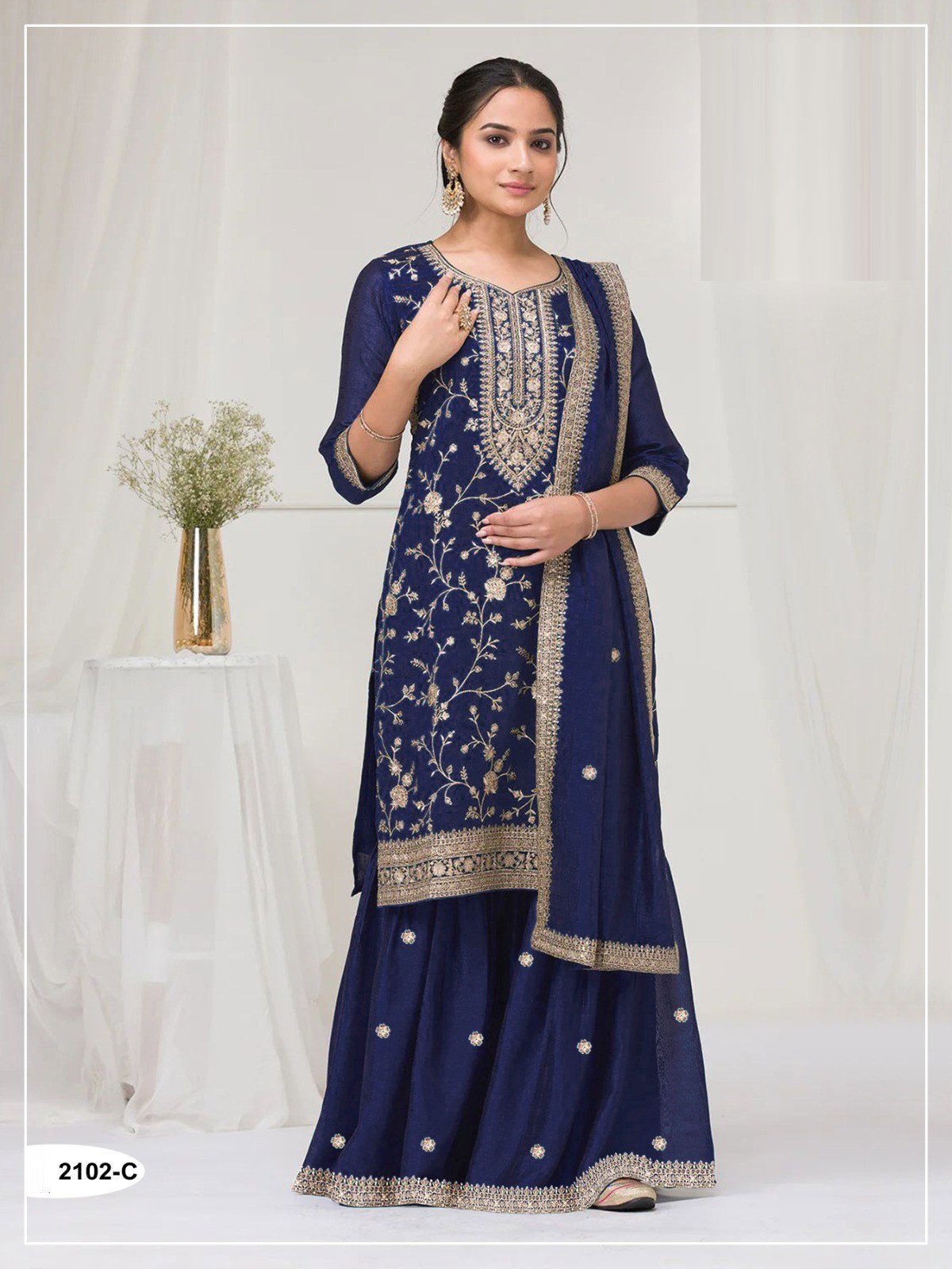 2102 Master Colors A To E Vichitra Embroidered Salwar Kameez