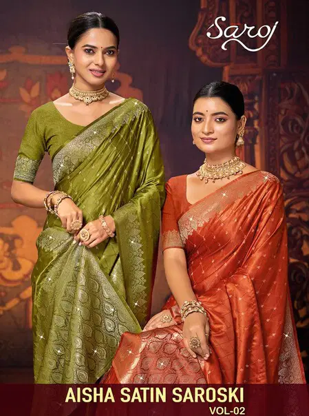 Saroj Aisha Satin Saroski Vol 2 Satin Silk Saree Collection