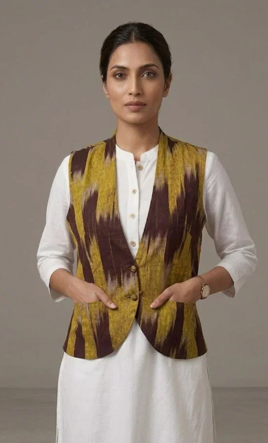 Naisha K 1042 Ikkat Cotton Printed Reversible Koti Collection