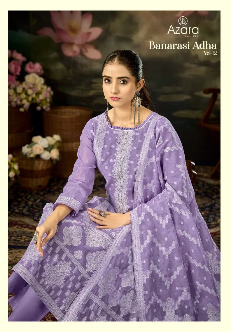 Radhika Azara Banarasi Adha Vol 12 Jam Cotton With Work Dress Material