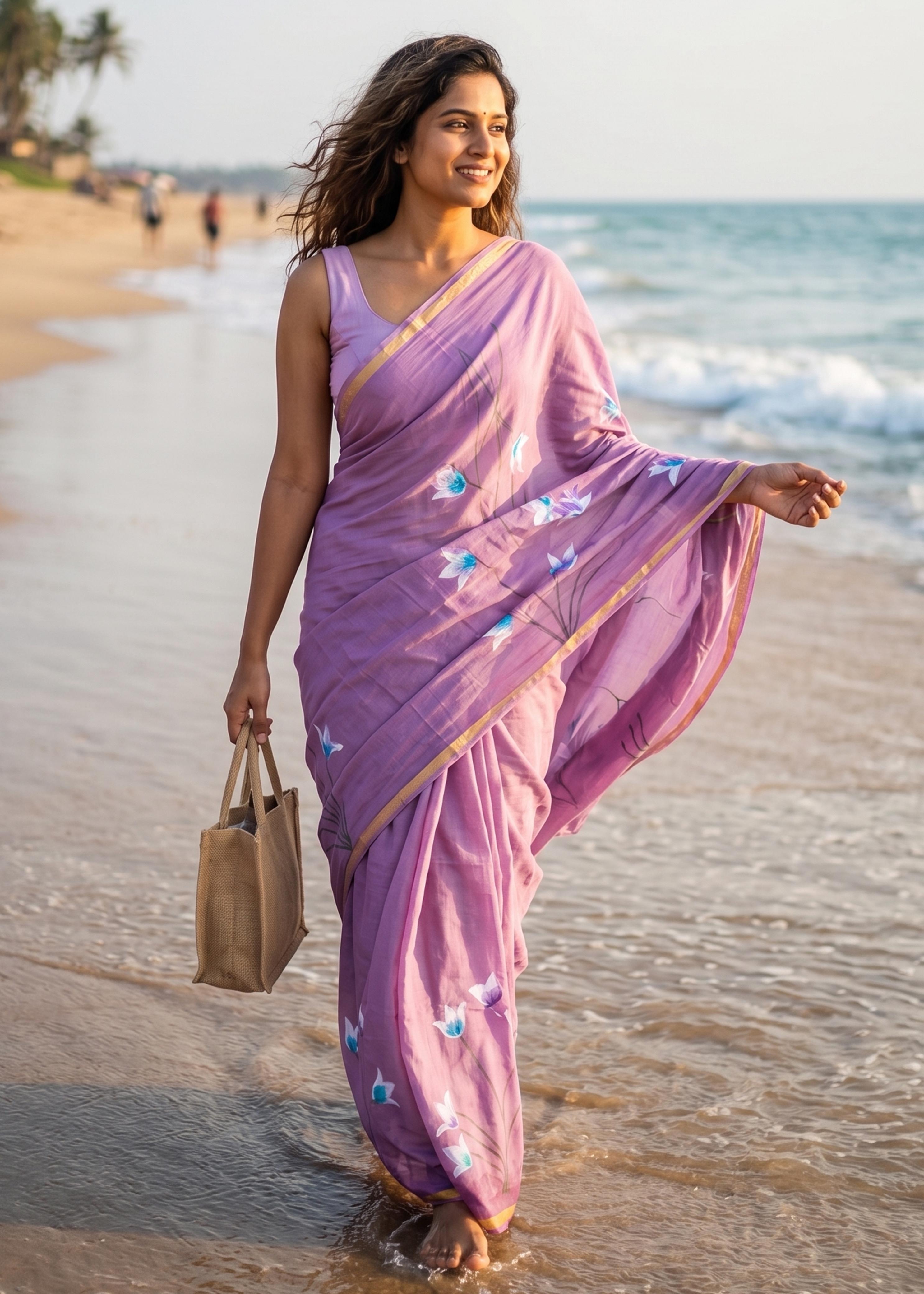 Sm Yami 145 Soft Muslin Cotton With Heavy Zari Border Saree