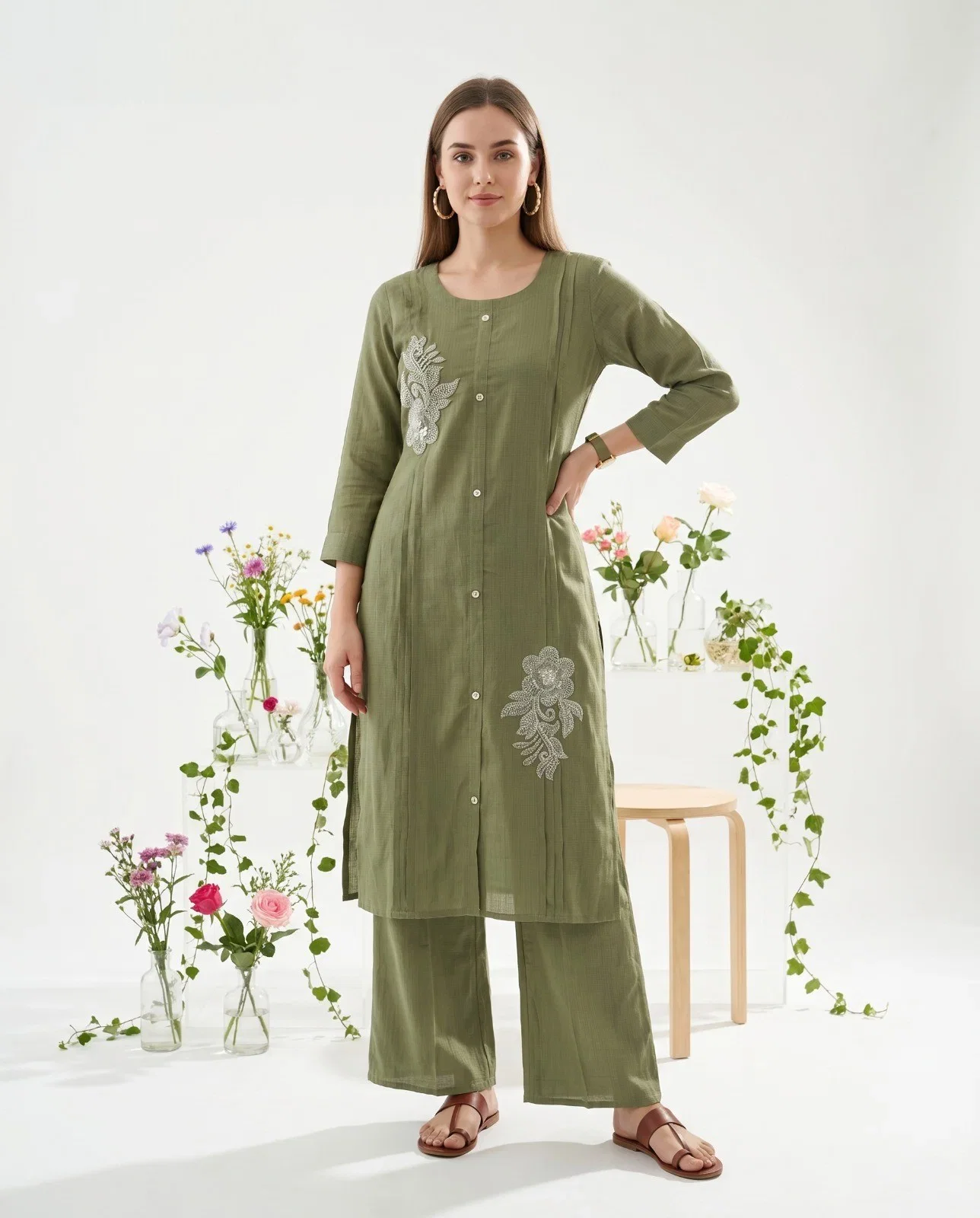 Naisha K 1044 Berlin Handworked Kurti With Bottom Collection