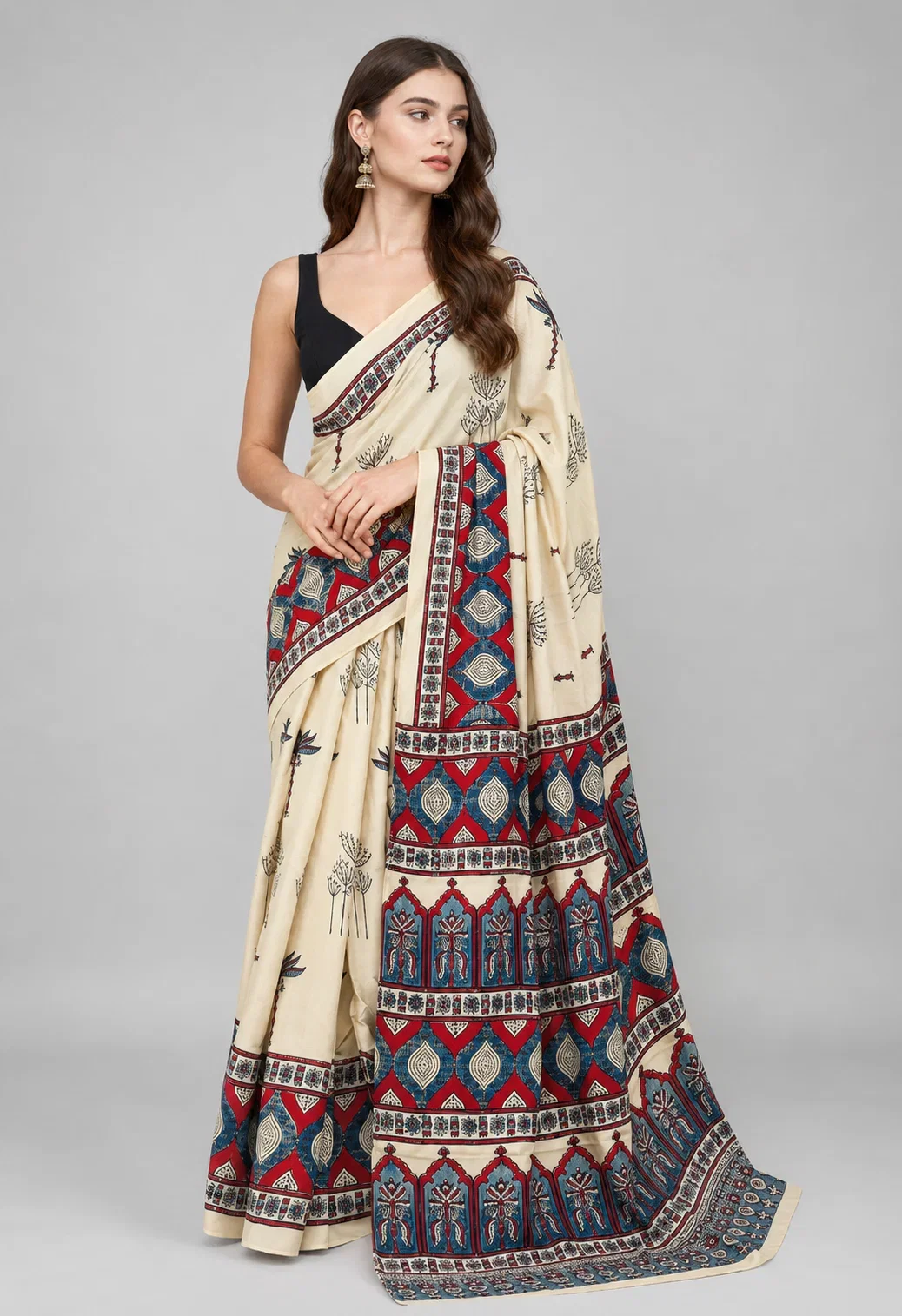 Sf Ajrakh Vol 2 Soft Japan Satin Ajrakh Printed Saree Collection