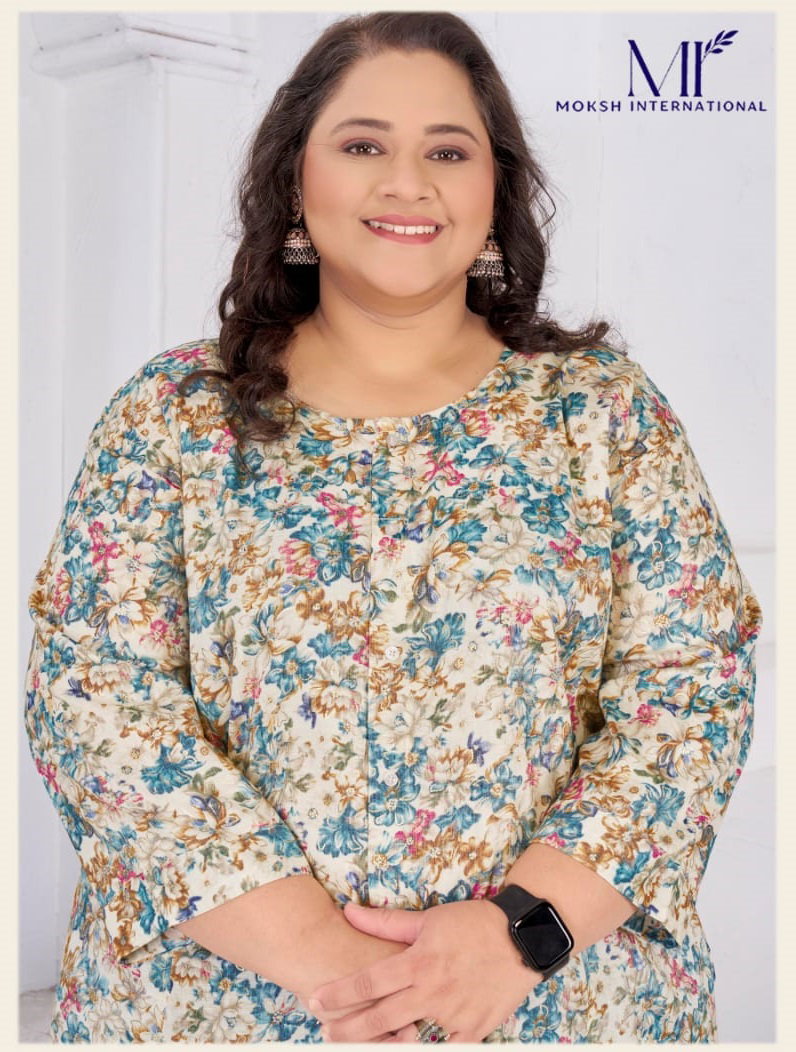 Moksh Big Size Subh D.No 8705 Riyon Slub Short Top