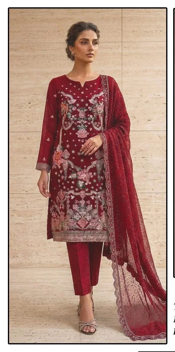 Hoor Tex 636 A To C Chiffon Embroidered Salwar Kameez