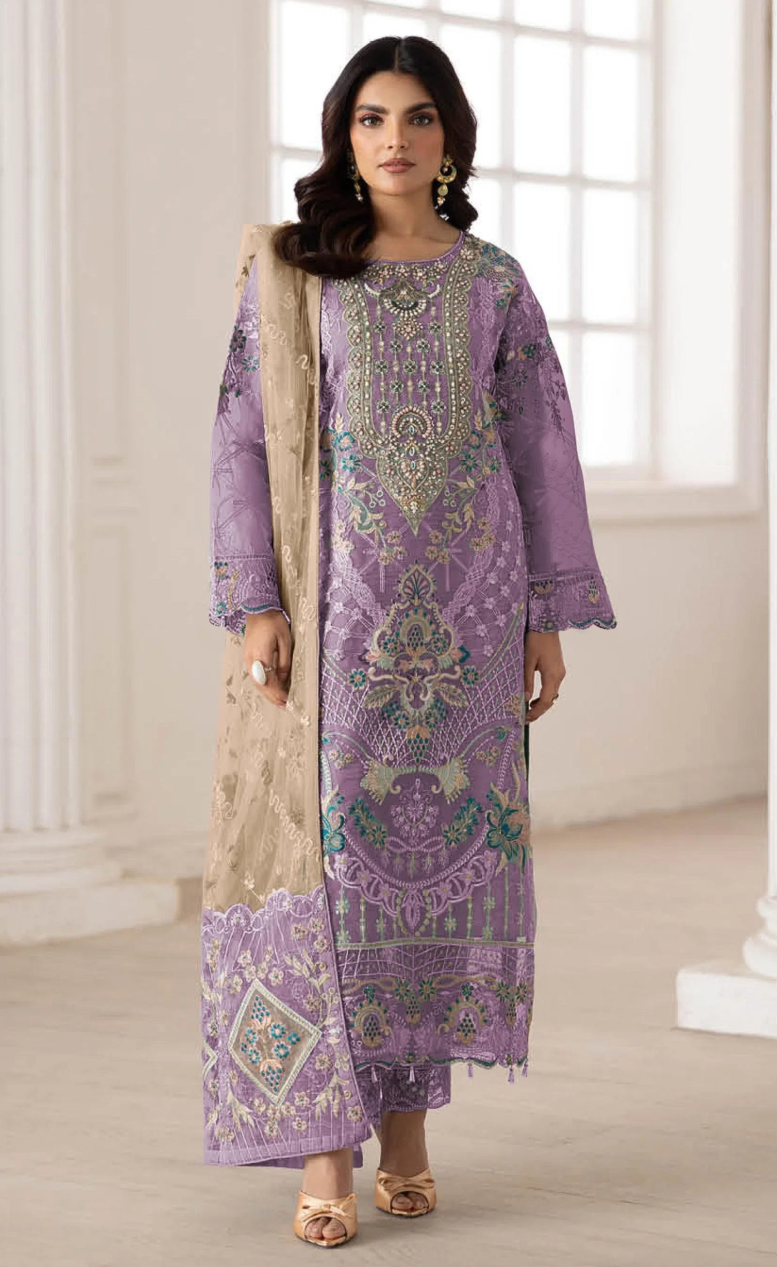 Mah E Rooh 4247 A To D Crunchy Embroidered Salwar Kameez