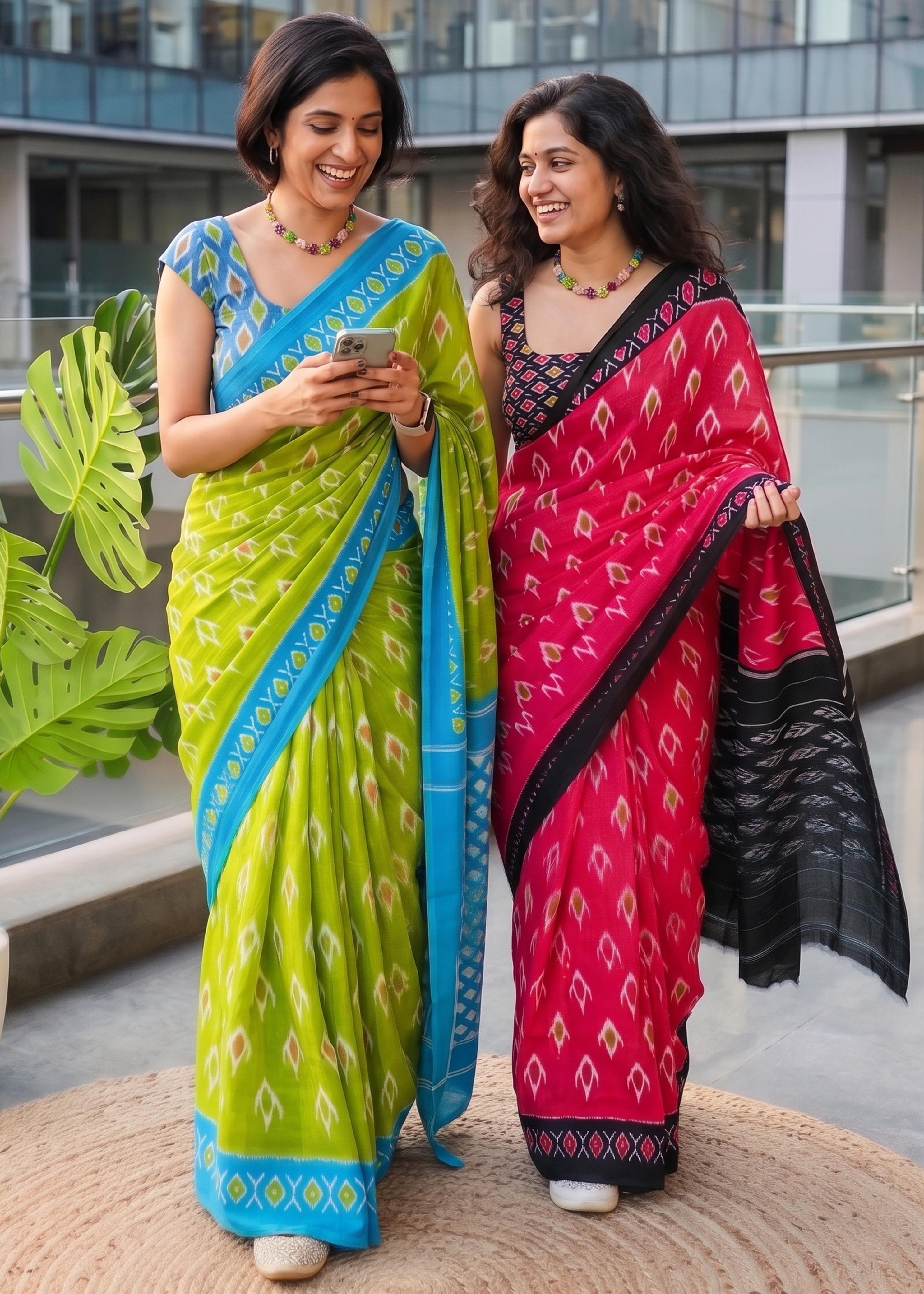 Sm Yami 147 Mal Cotton Ikkat Printed Saree
