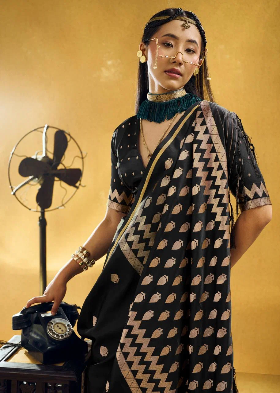 Rajtex Kanthkala Pearl Satin Handloom Weaving Saree Collection