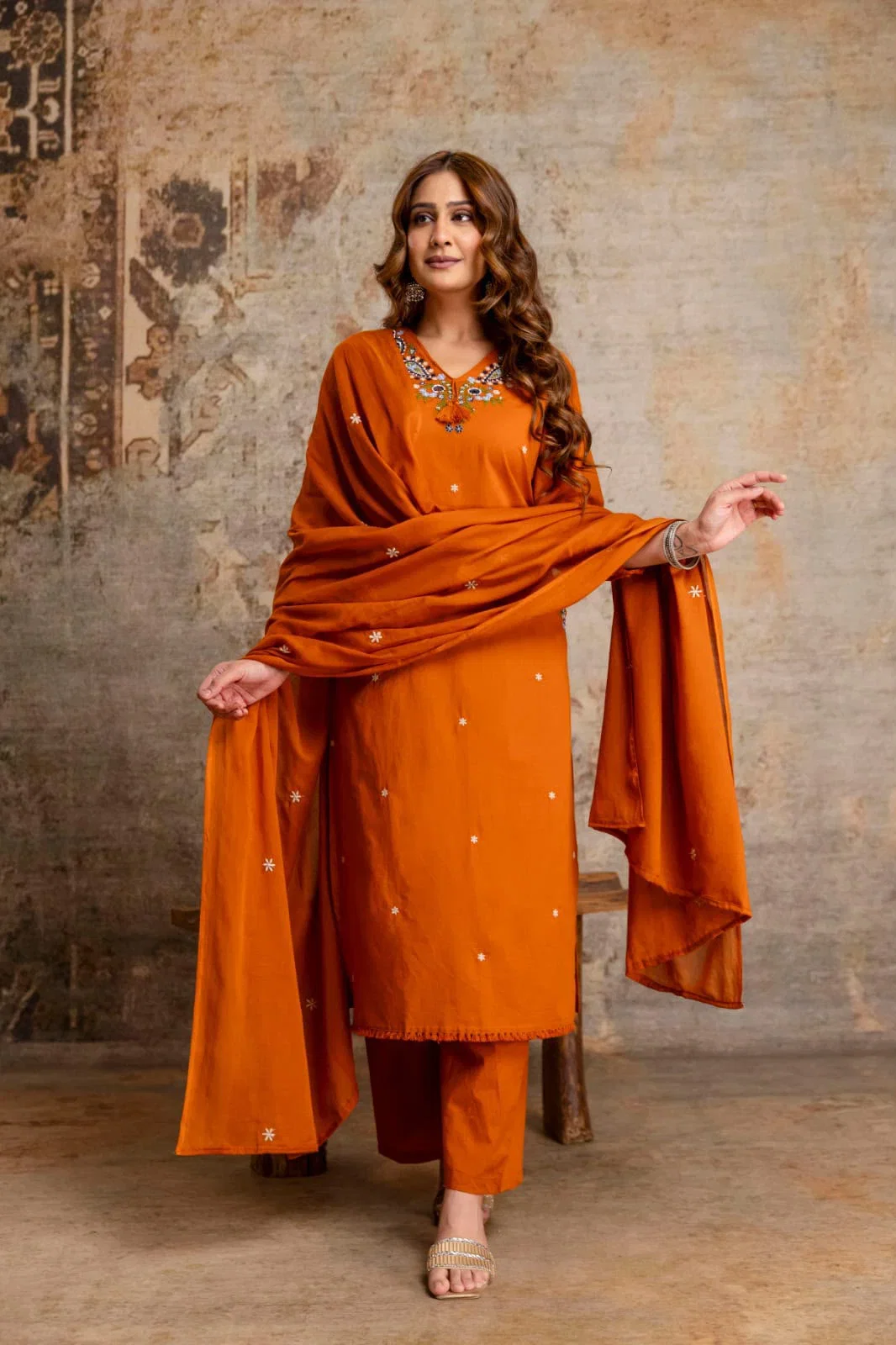Naisha K 1049 Cotton Embroidered Kurti With Bottom Dupatta