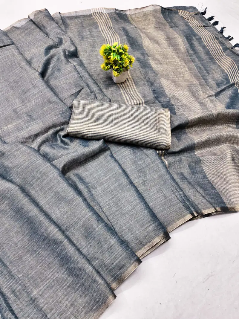 Scwt Dusty Linen Tissue Silk Saree Collection