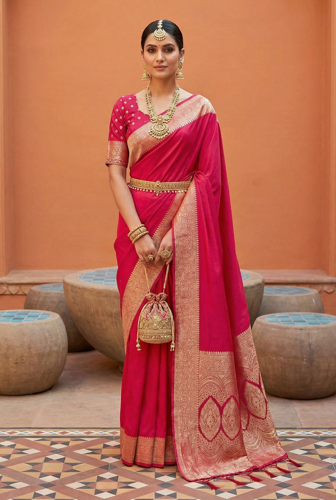 Lekha M Premium Gala Silk Plain Saree With Zari Weaving Pallu And Border