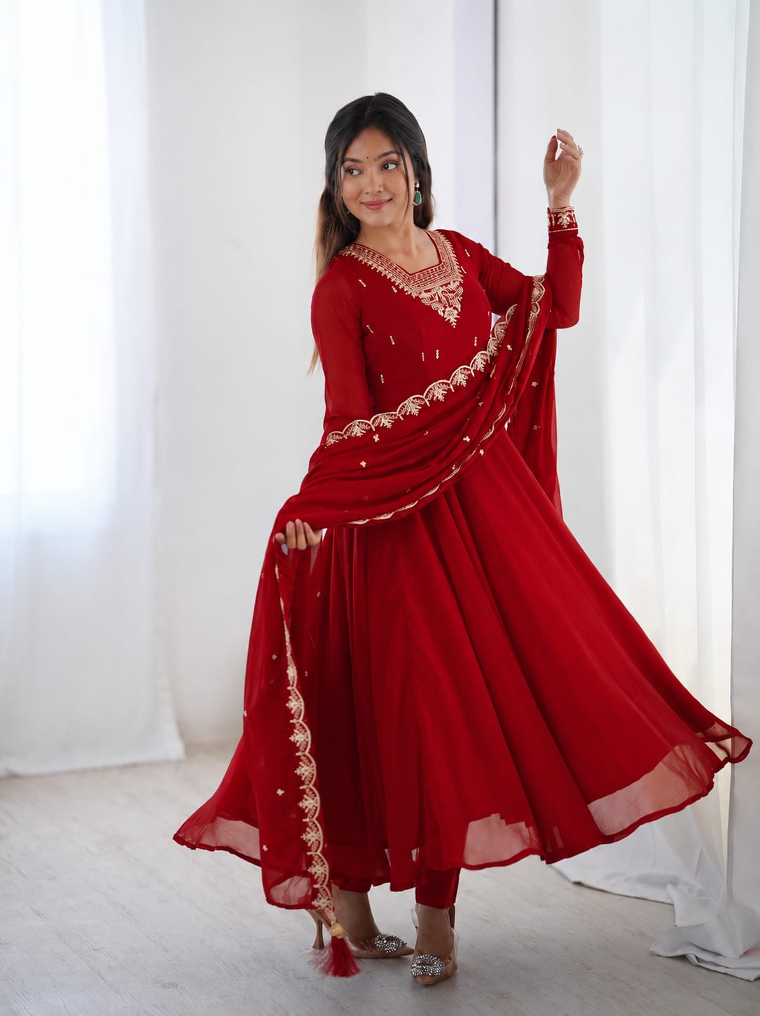 Lekha KL 102 Georgette Embroidery Kurti Bottom With Dupatta