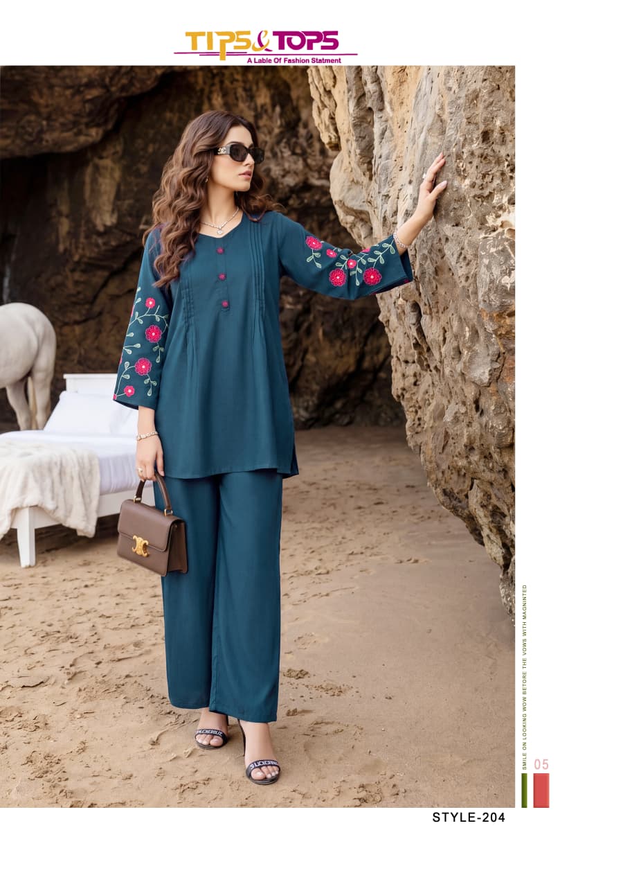 Tips And Tops Honey Vol 02 Rayon Embroidered Co Ord Set Collection