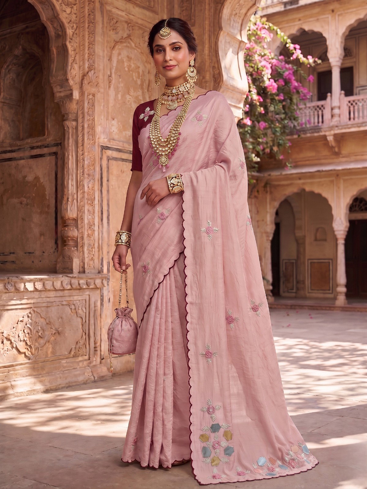 Lekha VLC Tana Bana Fabric With Hand Work Party Wear Saree